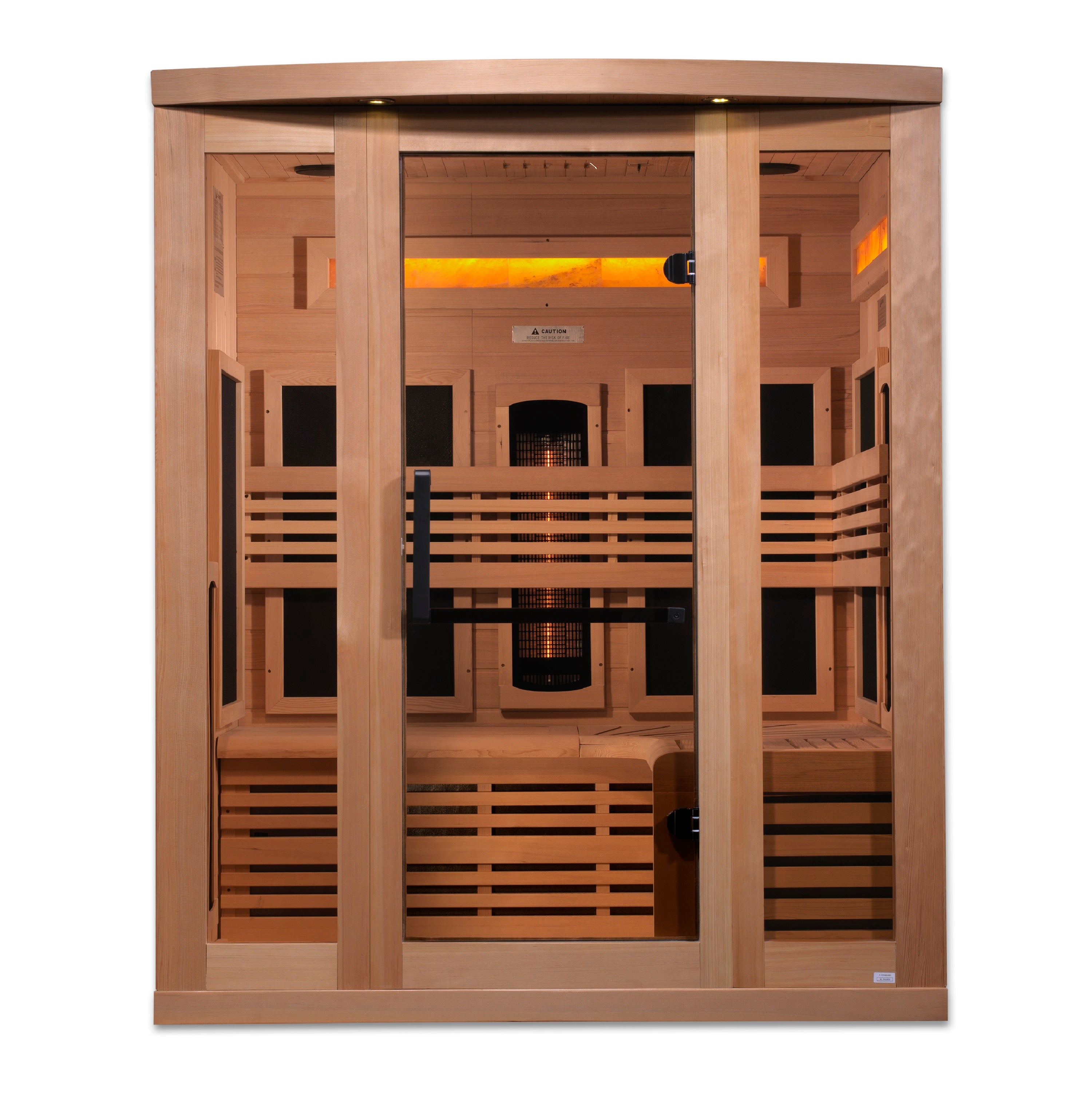 Golden Designs Eclipse 3 Person Near Zero EMF Full Spectrum Infrared Sauna with Himalayan Salt Bar GDI-8230-01