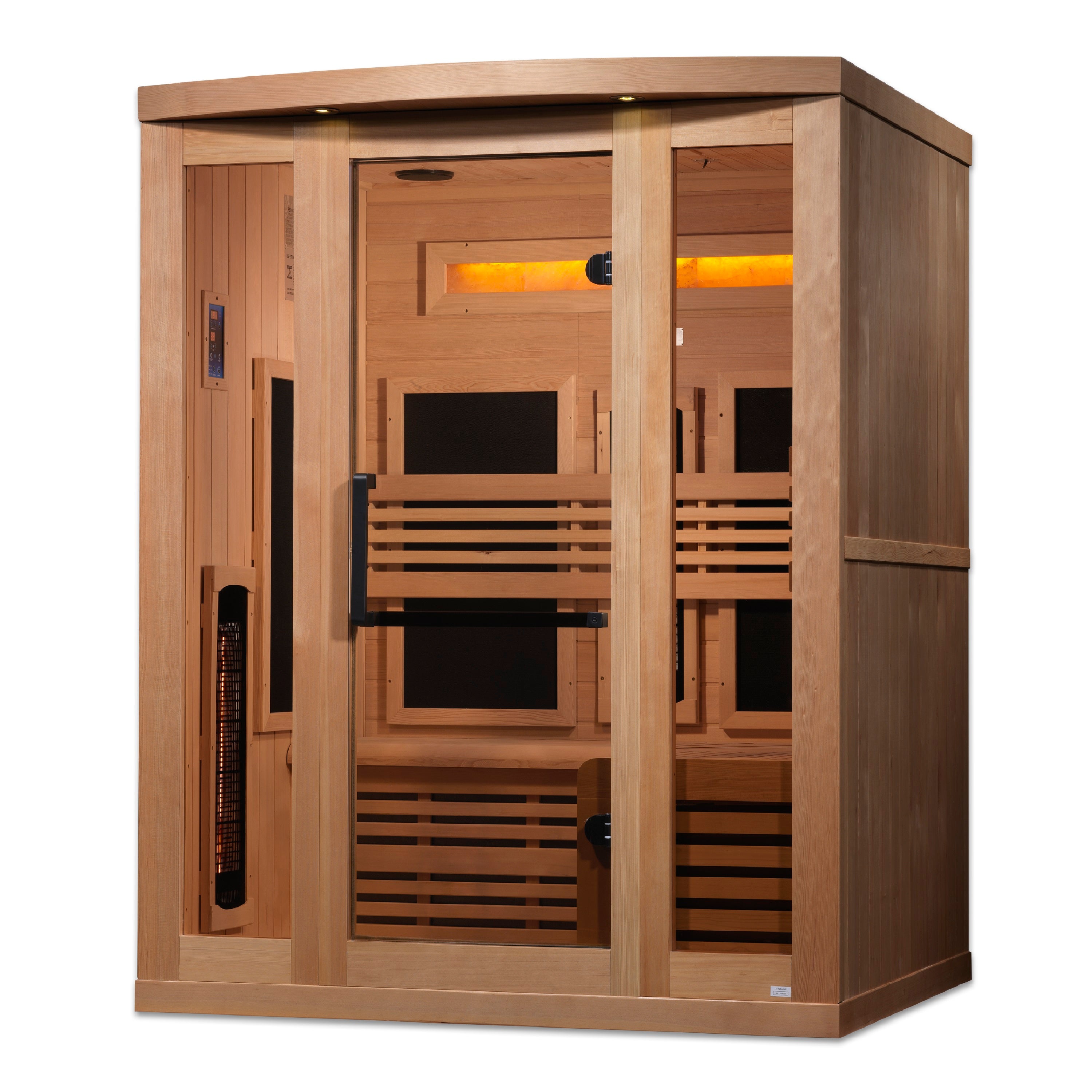 Golden Designs Eclipse 3 Person Near Zero EMF Full Spectrum Infrared Sauna with Himalayan Salt Bar GDI-8230-01