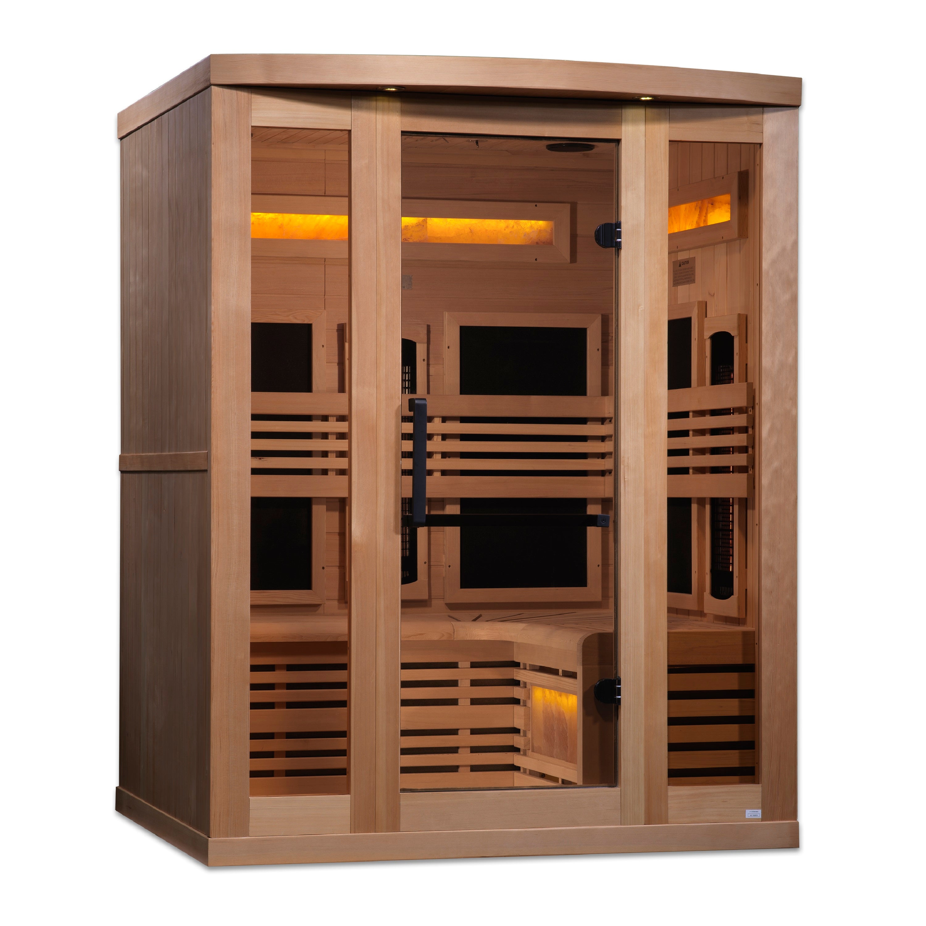 Golden Designs Eclipse 3 Person Near Zero EMF Full Spectrum Infrared Sauna with Himalayan Salt Bar GDI-8230-01