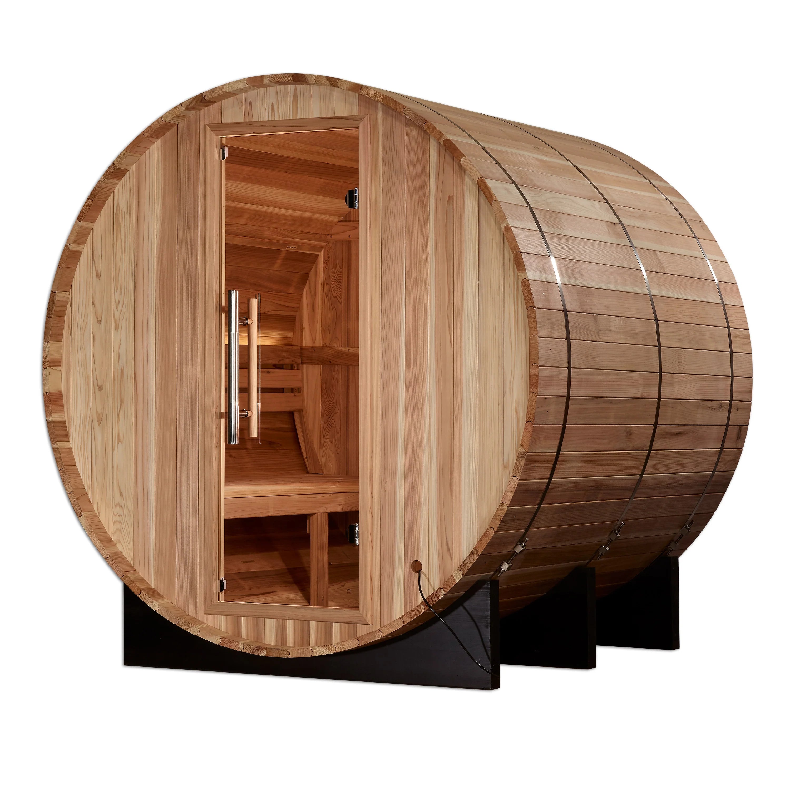 Golden Designs Arosa 4 Person Barrel Traditional Sauna – Pacific Cedar GDI-B004-01