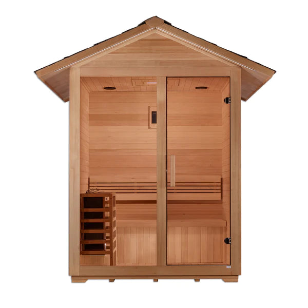 Golden Designs Arlberg 3 Person Traditional Outdoor Steam Sauna –  Canadian Hemlock GDI-8103-01