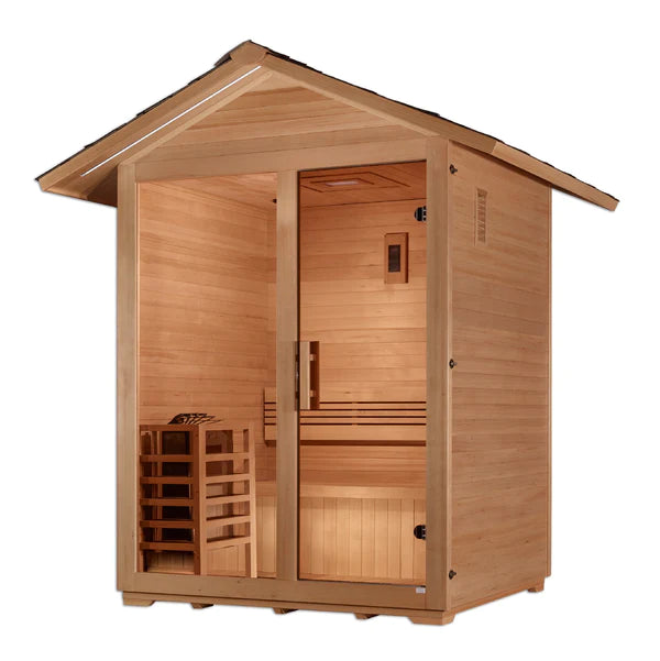 Golden Designs Arlberg 3 Person Traditional Outdoor Steam Sauna –  Canadian Hemlock GDI-8103-01