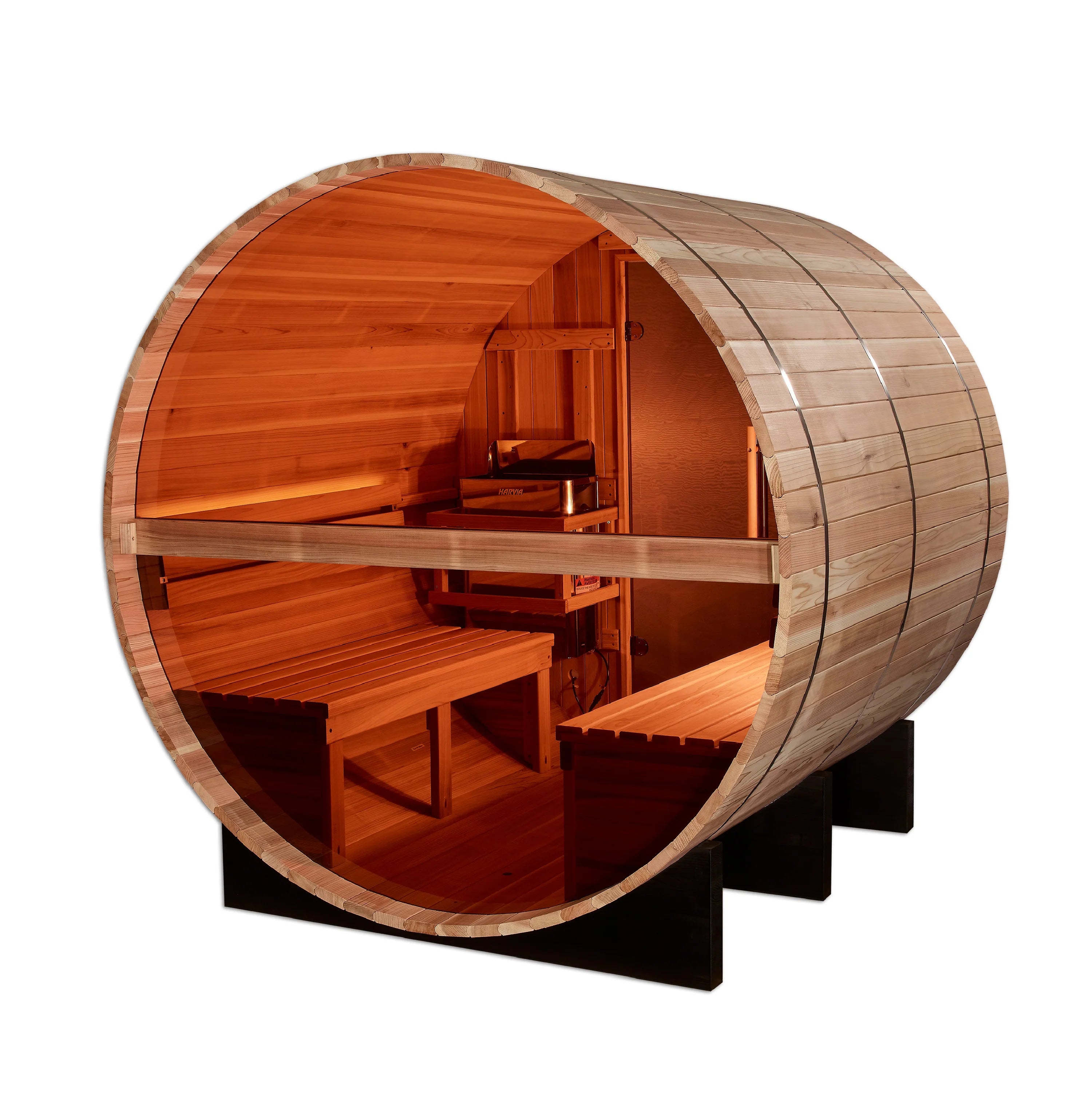 Golden Designs Zurich 4 Person Barrel with Bronze Privacy View – Traditional Sauna – Pacific Cedar GDI-B024-01