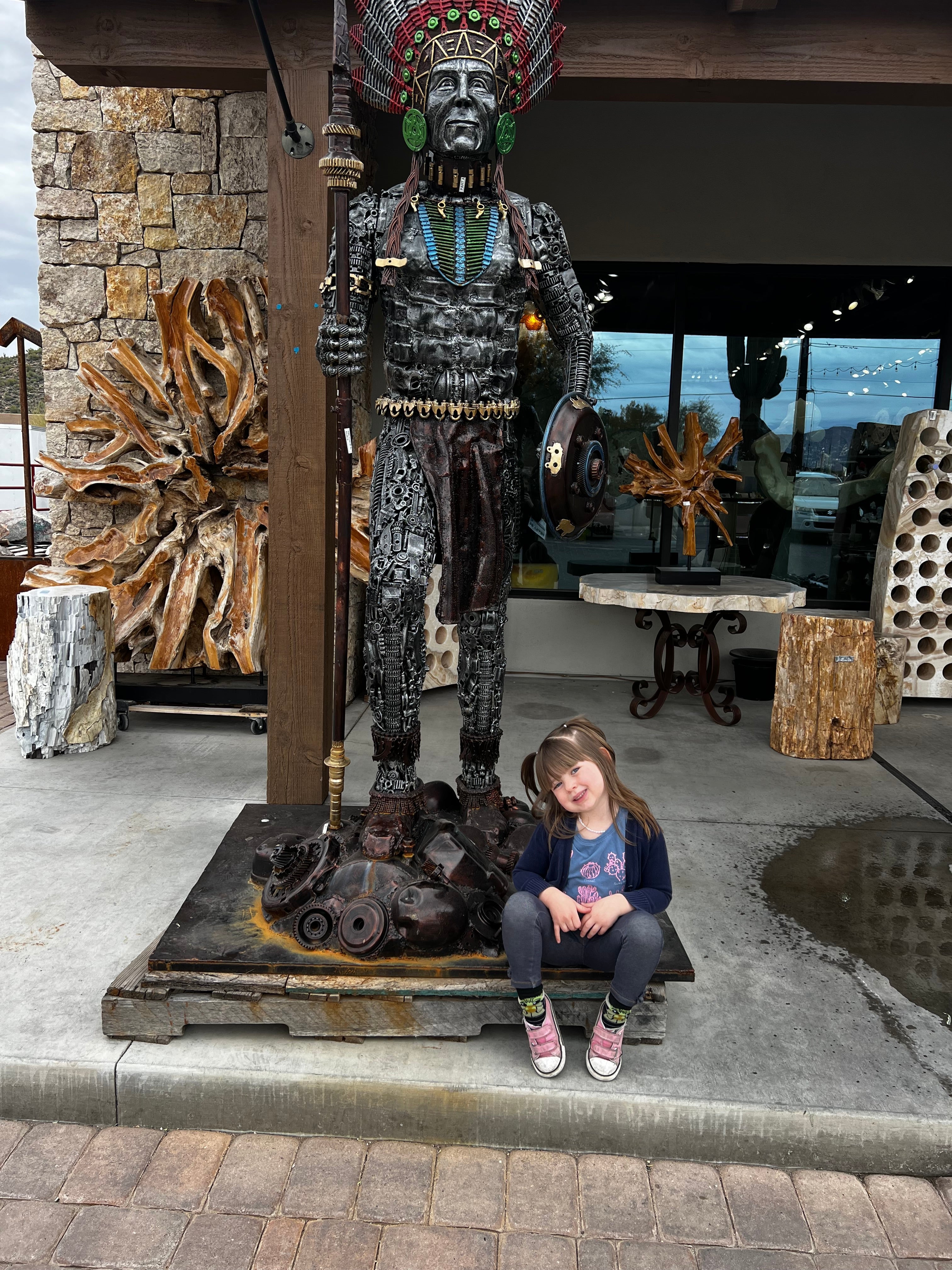 Native Chief Recycled Metal Art Sculpture