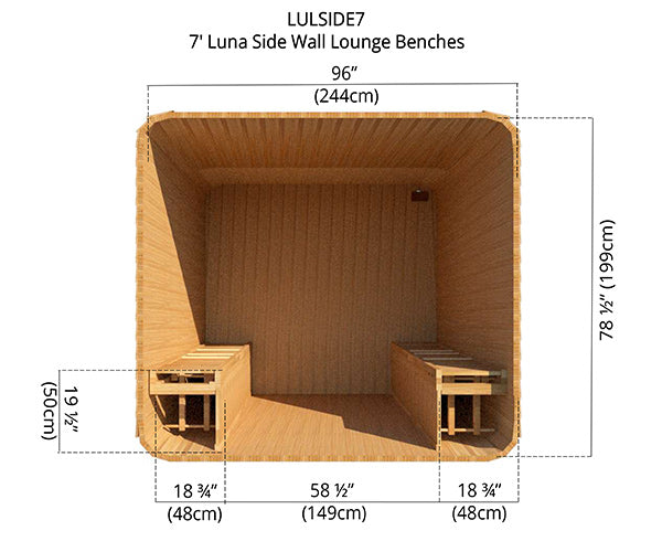 7' Luna Side Wall Lounge Benches