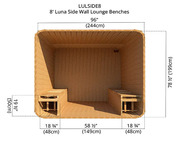 8' Luna Side Wall Lounge Benches