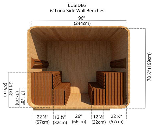 6' Luna Side Wall Benches