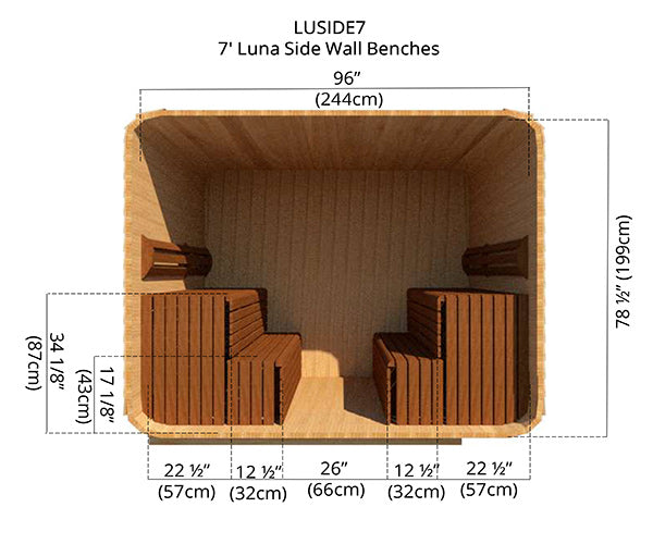 7' Luna Side Wall Benches