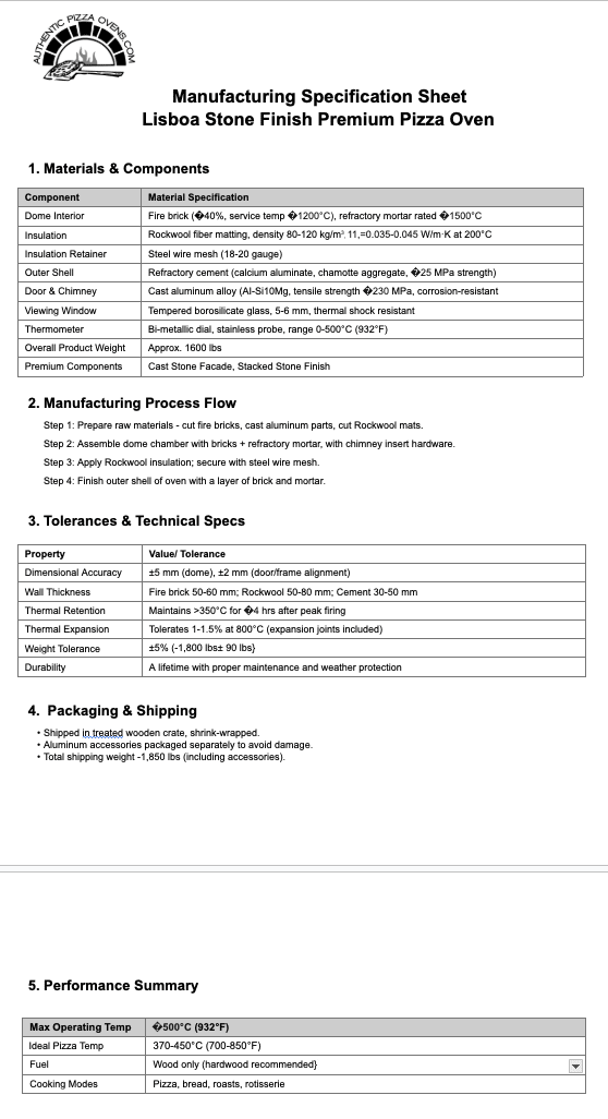 LISBOA STONE FINISH PREMIUM PIZZA OVEN