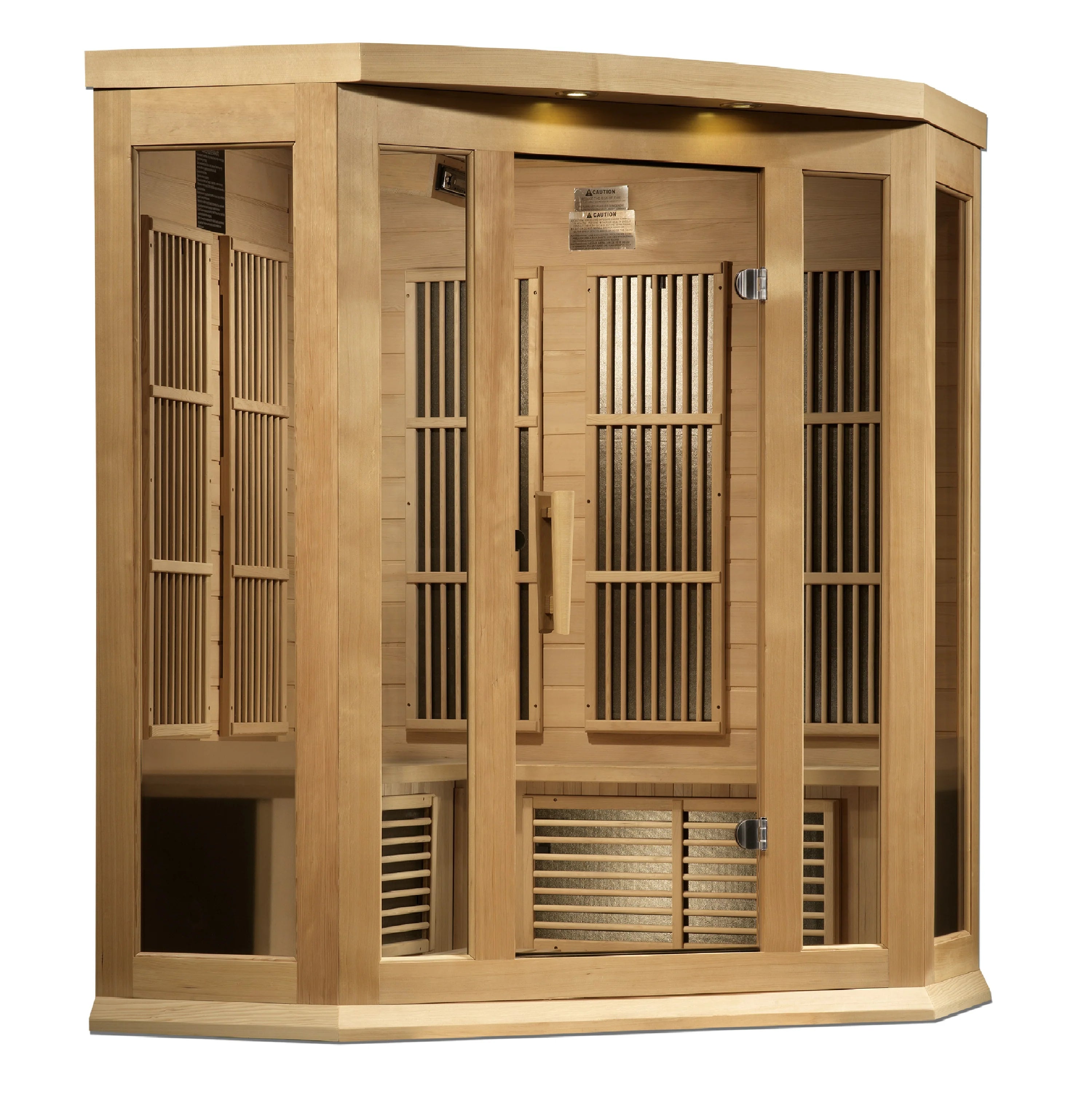 Maxxus Avignon 3 Person Corner Near Zero EMF FAR Infrared Sauna – Canadian Hemlock MX-K356-01-ZF
