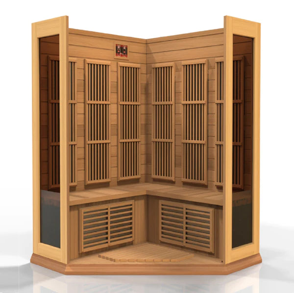 Maxxus Avignon 3 Person Corner Low EMF FAR Infrared Sauna Canadian Red Cedar MX-K356-01 CED