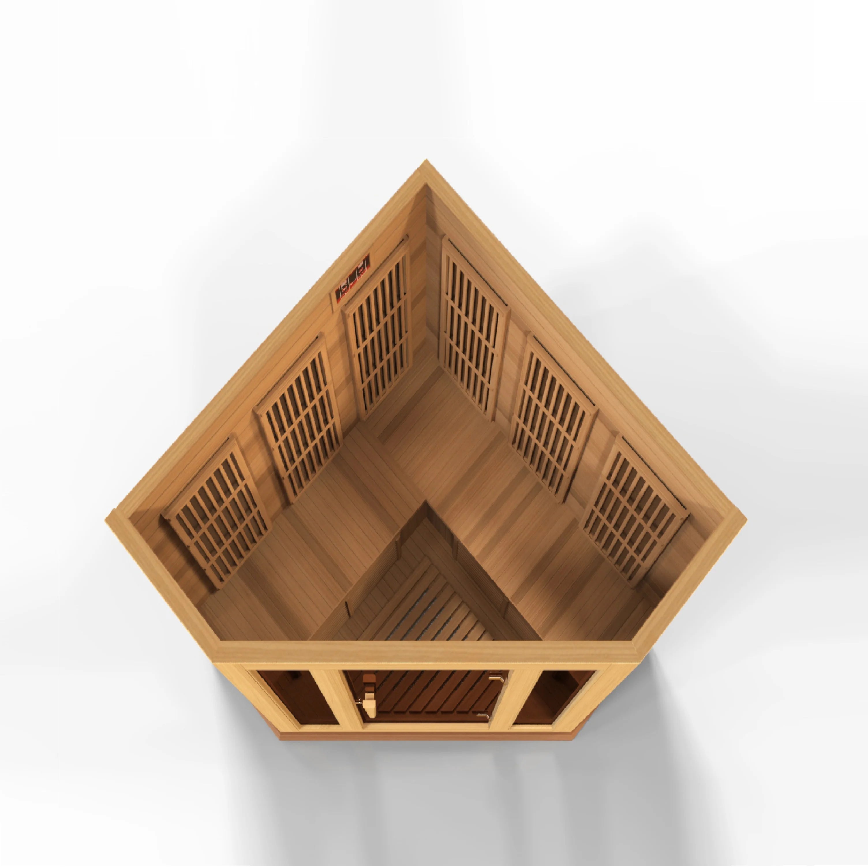 Maxxus Avignon 3 Person Corner Near Zero EMF FAR Infrared Sauna – Canadian Red Cedar MX-K356-01-ZF CED