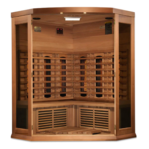 Maxxus Avignon 3 Person Corner Full Spectrum Infrared Sauna – Canadian Red Cedar MX-M356-01-FS CED