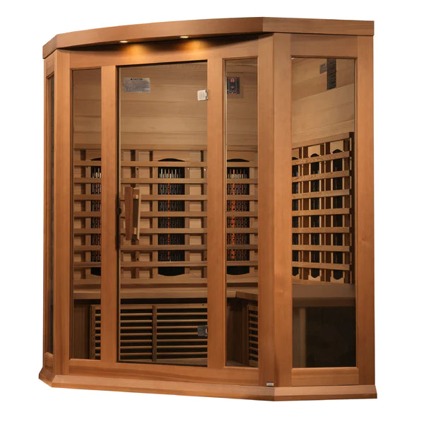 Maxxus Avignon 3 Person Corner Full Spectrum Infrared Sauna – Canadian Red Cedar MX-M356-01-FS CED