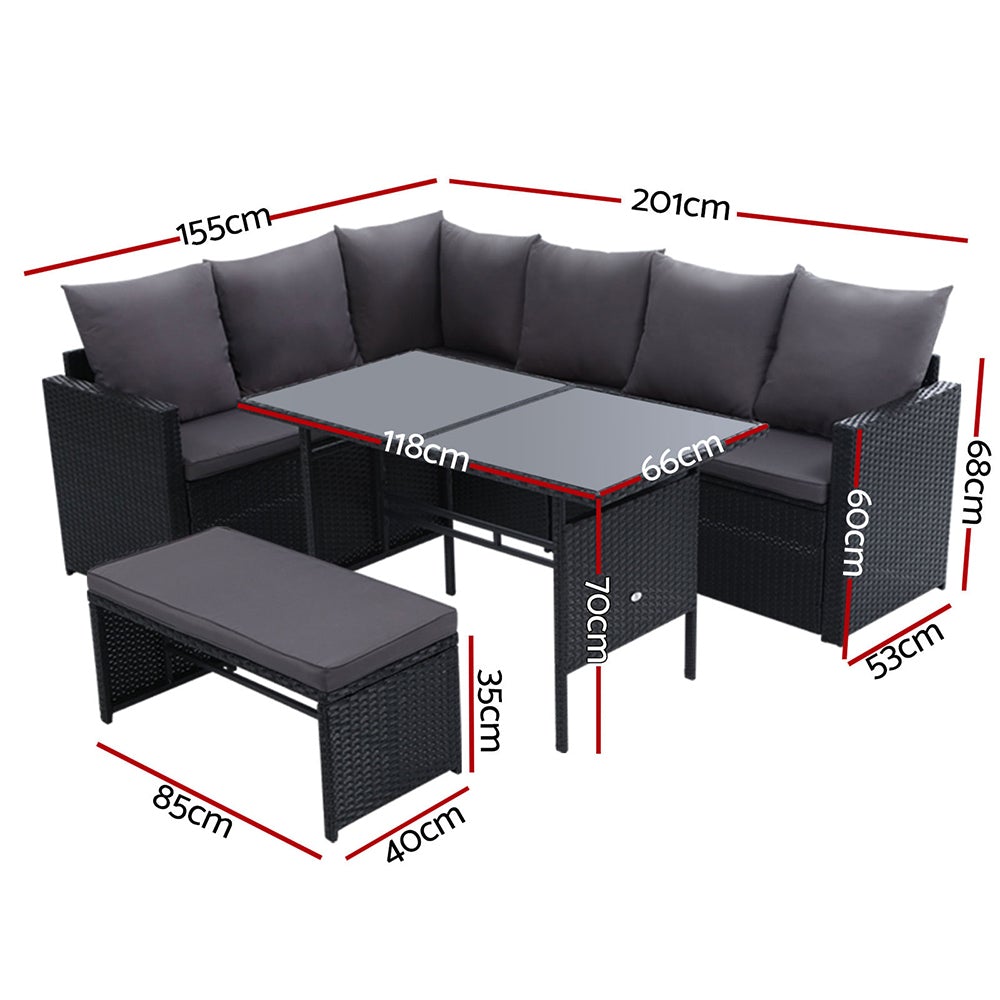 Gardeon Outdoor Furniture Dining Setting Sofa Set Lounge Wicker 8