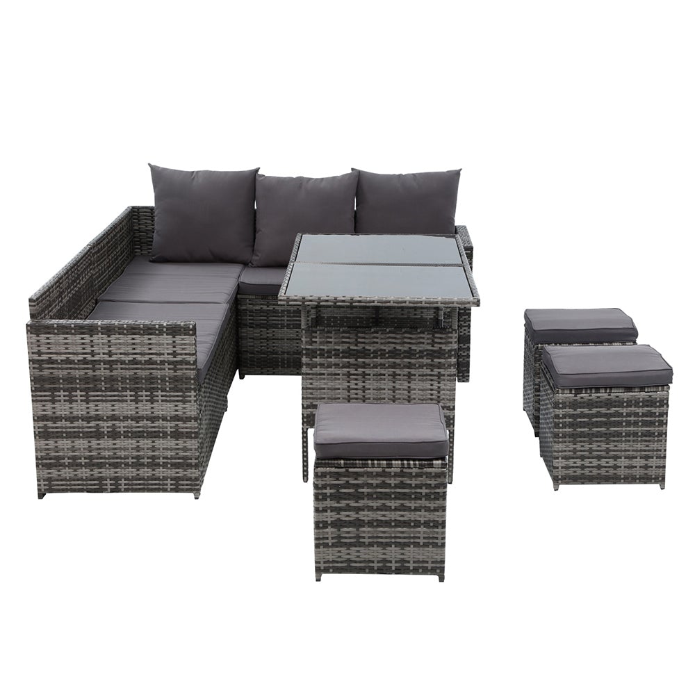 Gardeon Outdoor Furniture Dining Setting Sofa Set Lounge Wicker 9