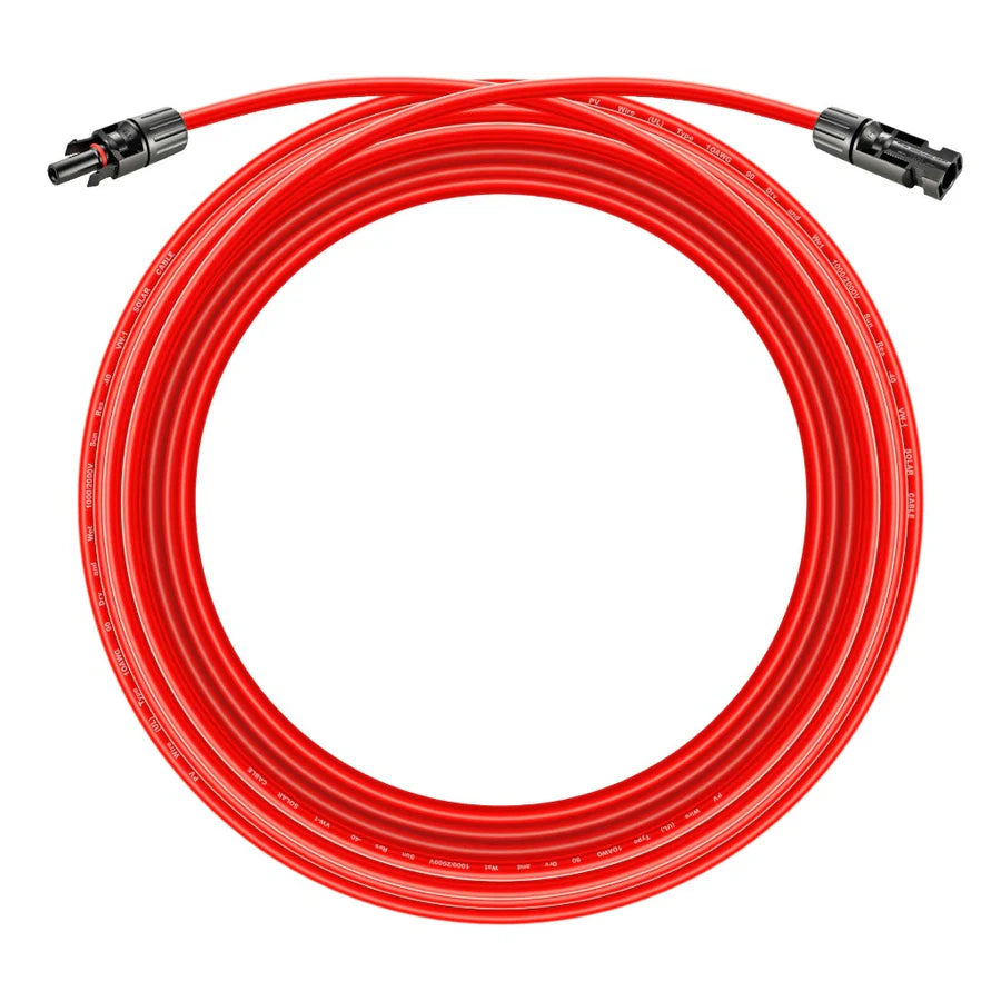 10 Gauge Solar Panel Extension Cable with Male and Female Solar Connector Ends | Pair of 10AWG Red and Black Extension Wire with Connectors on Both Ends