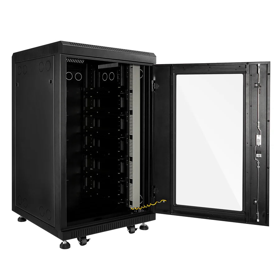 Battery Server Rack for ALPHA 5 PRO | 6-Slot Enclosed Battery Cabinet | Includes Wheels & 600A Bus Bar Covers | Pre-assembled
