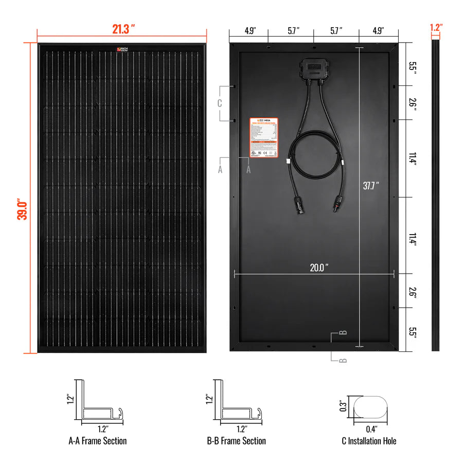 MEGA 100 ONYX | 100 Watt Black Solar Panel