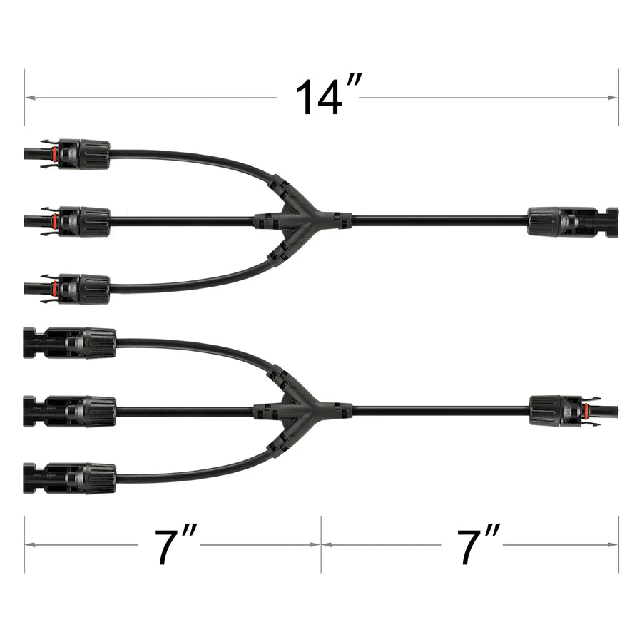 Y Branch Parallel Adapters 3-to-1 | 3-to-1 Weatherproof Parallel Adapters for Solar Panels | Easy to Install
