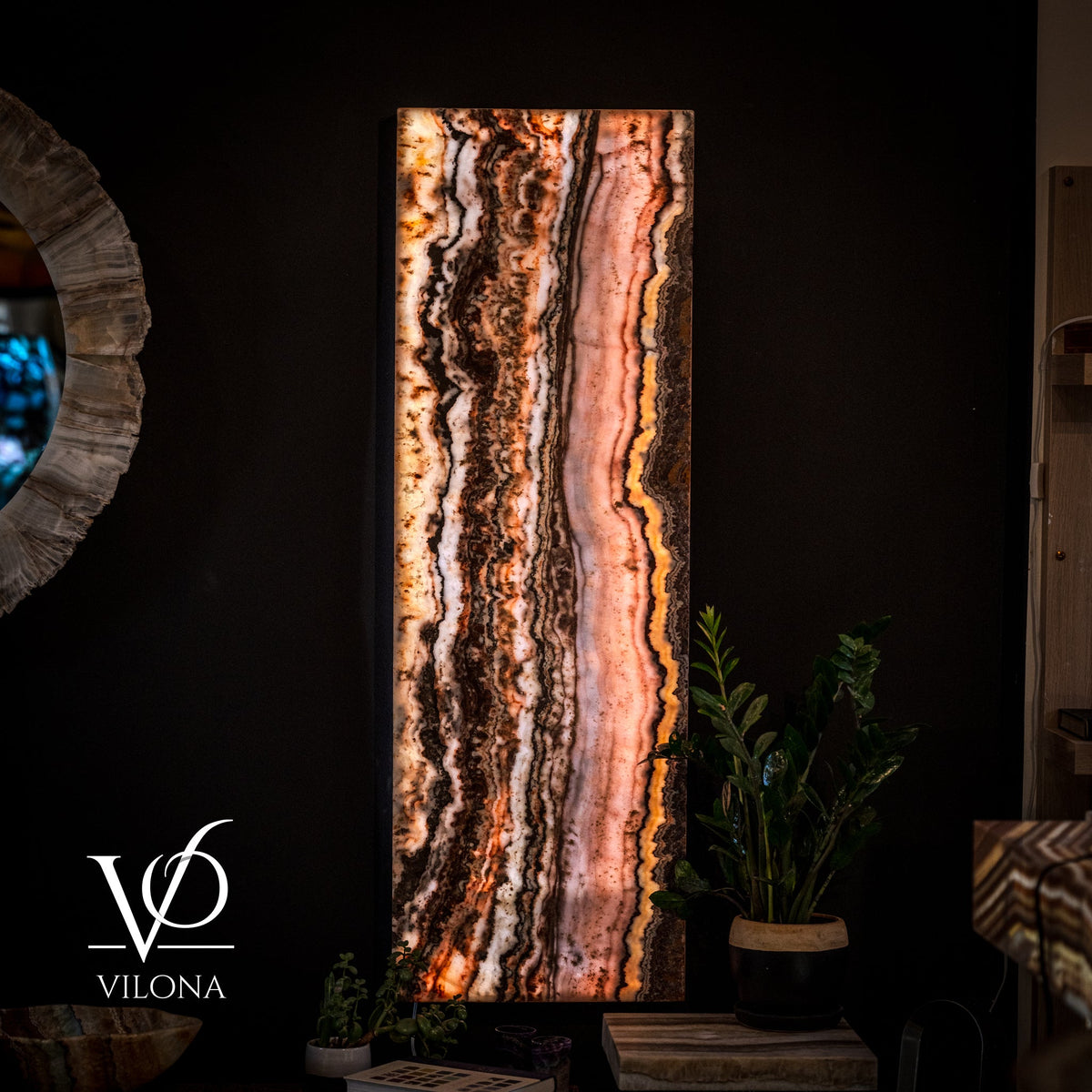 Rosa Onyx Crystal Wall Panel - 19.75" Wide x 59" Tall x 4" Deep (Single #1)