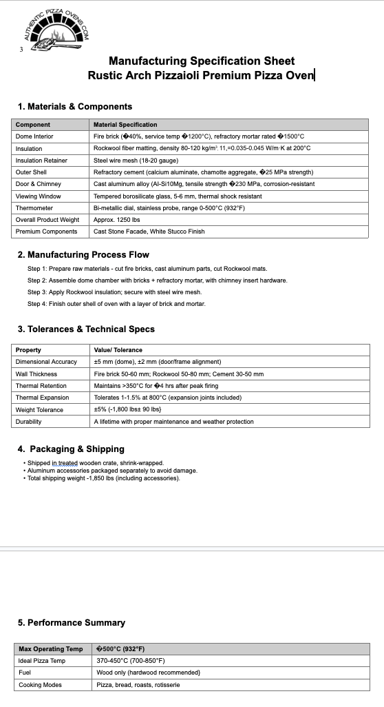 RUSTIC ARCH PIZZAIOLI PREMIUM PIZZA OVEN