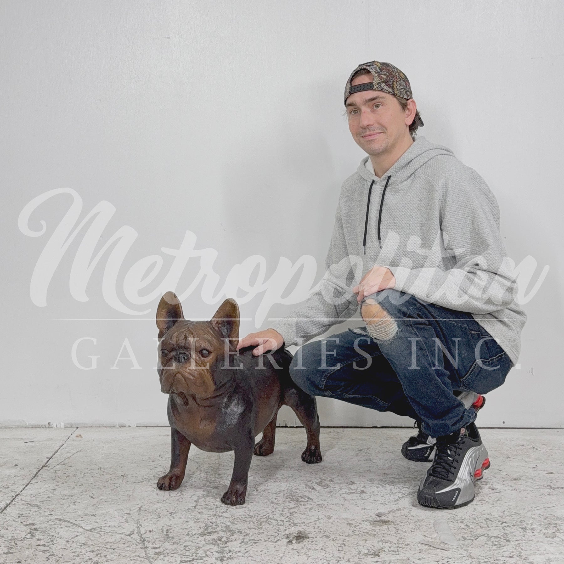 French Bulldog Bronze Statue
