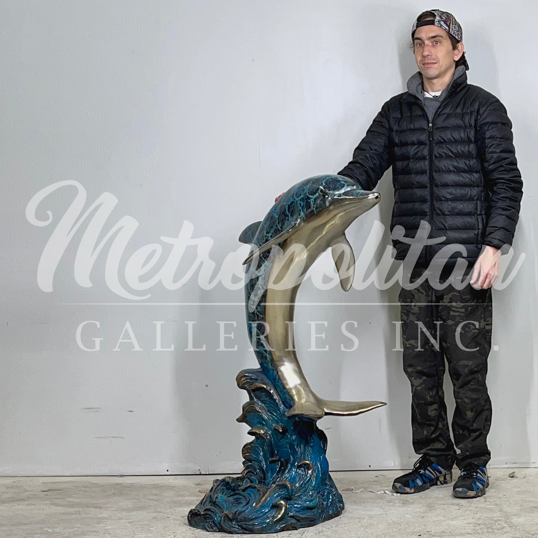 Dolphin Fountain Bronze Statue in Color Finish