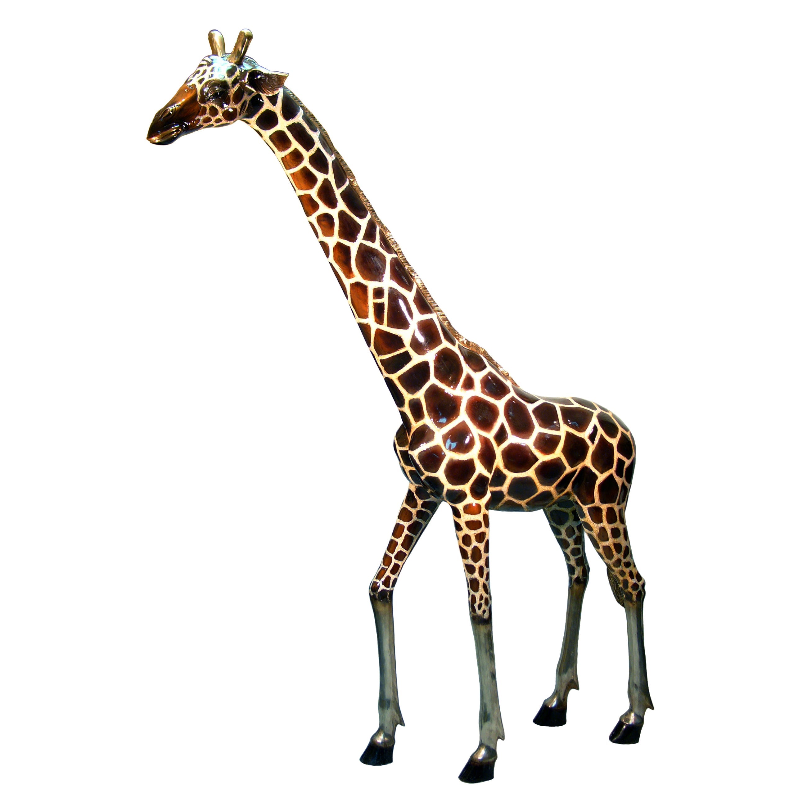 Giraffe Family Trio Bronze Statue Set