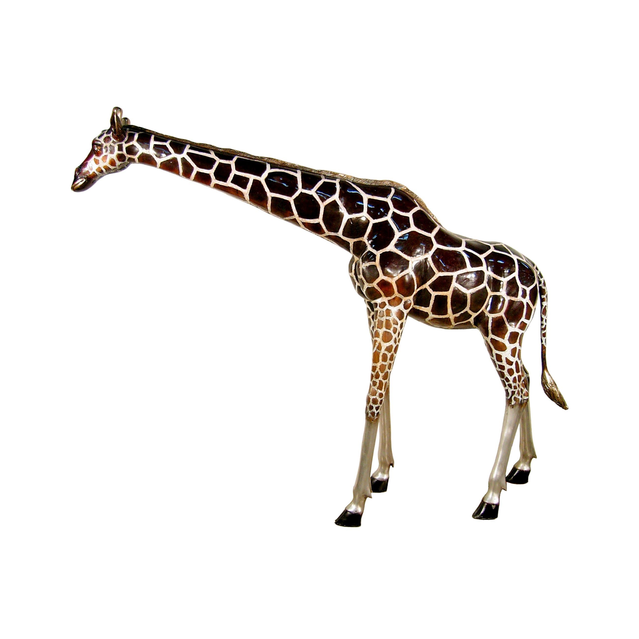 Giraffe Family Trio Bronze Statue Set