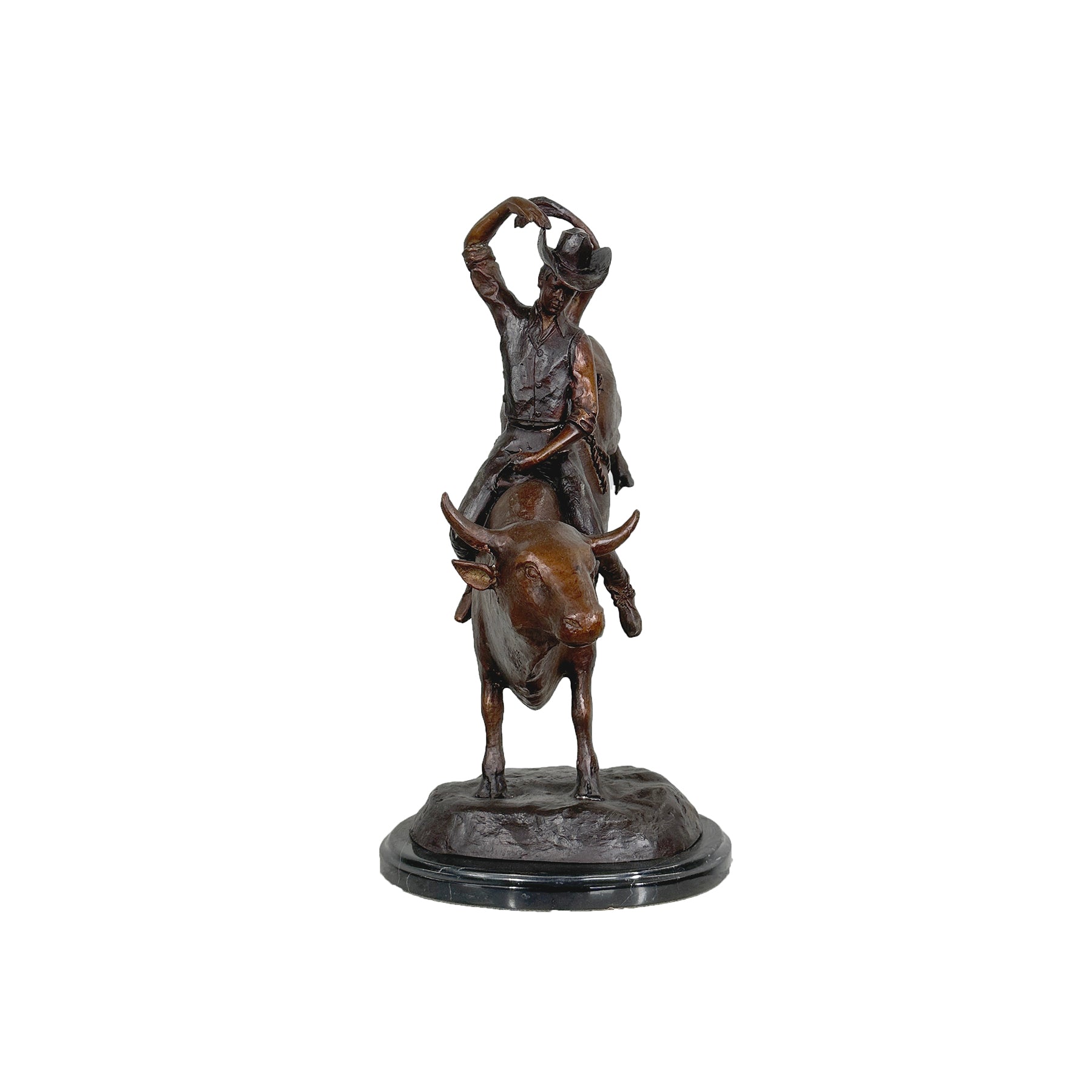 Rodeo Rider on Bull Table-Top Bronze Statue