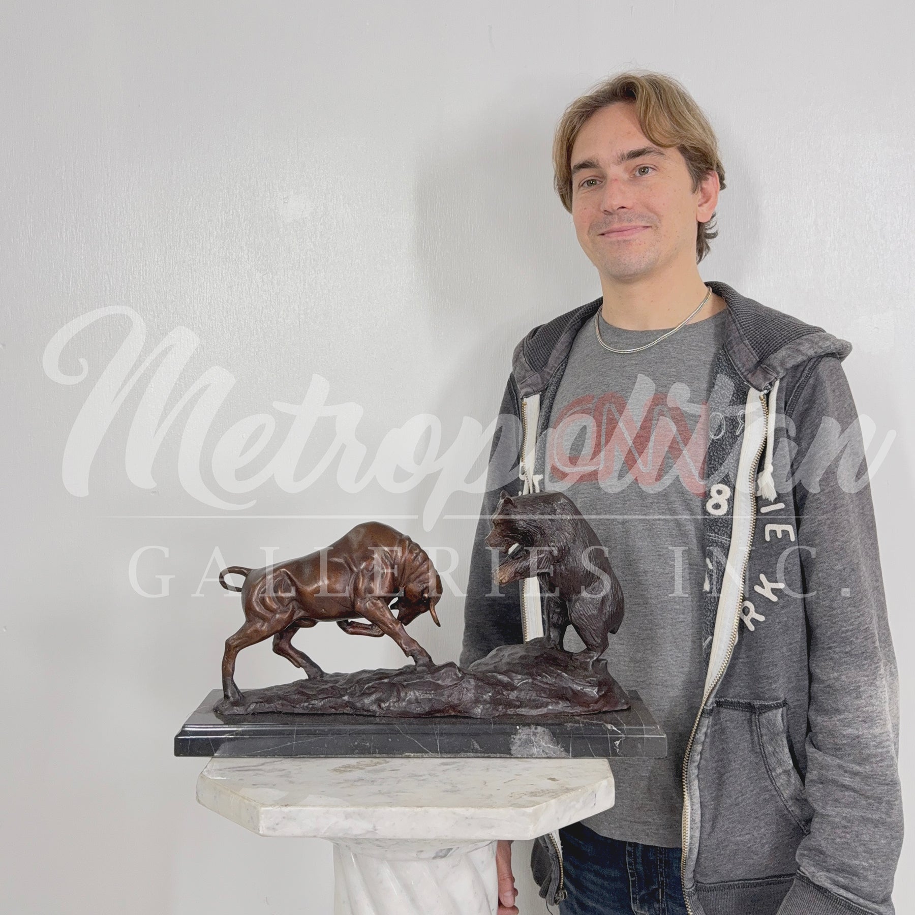 Bear & Bull Bronze Statue