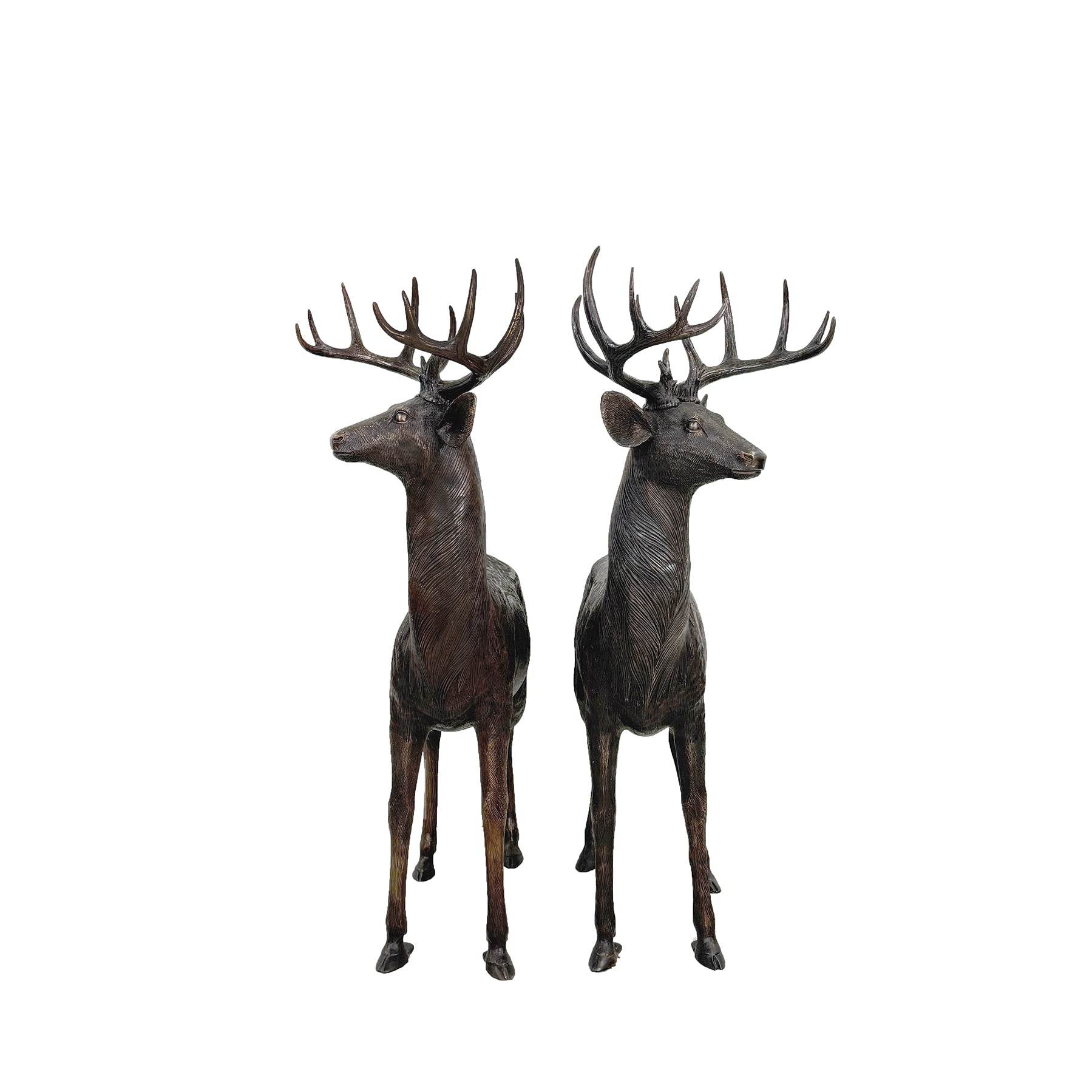 Small Size Standing Stags Bronze Statue Set