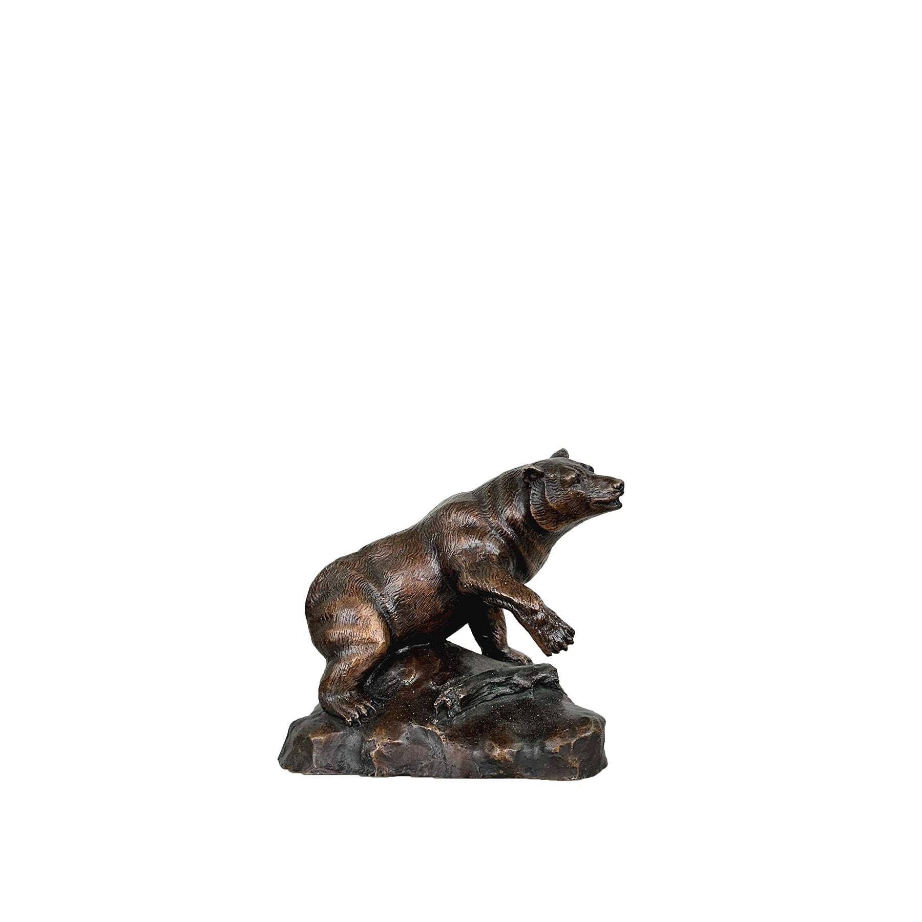 Bear on Rock Bronze Statue
