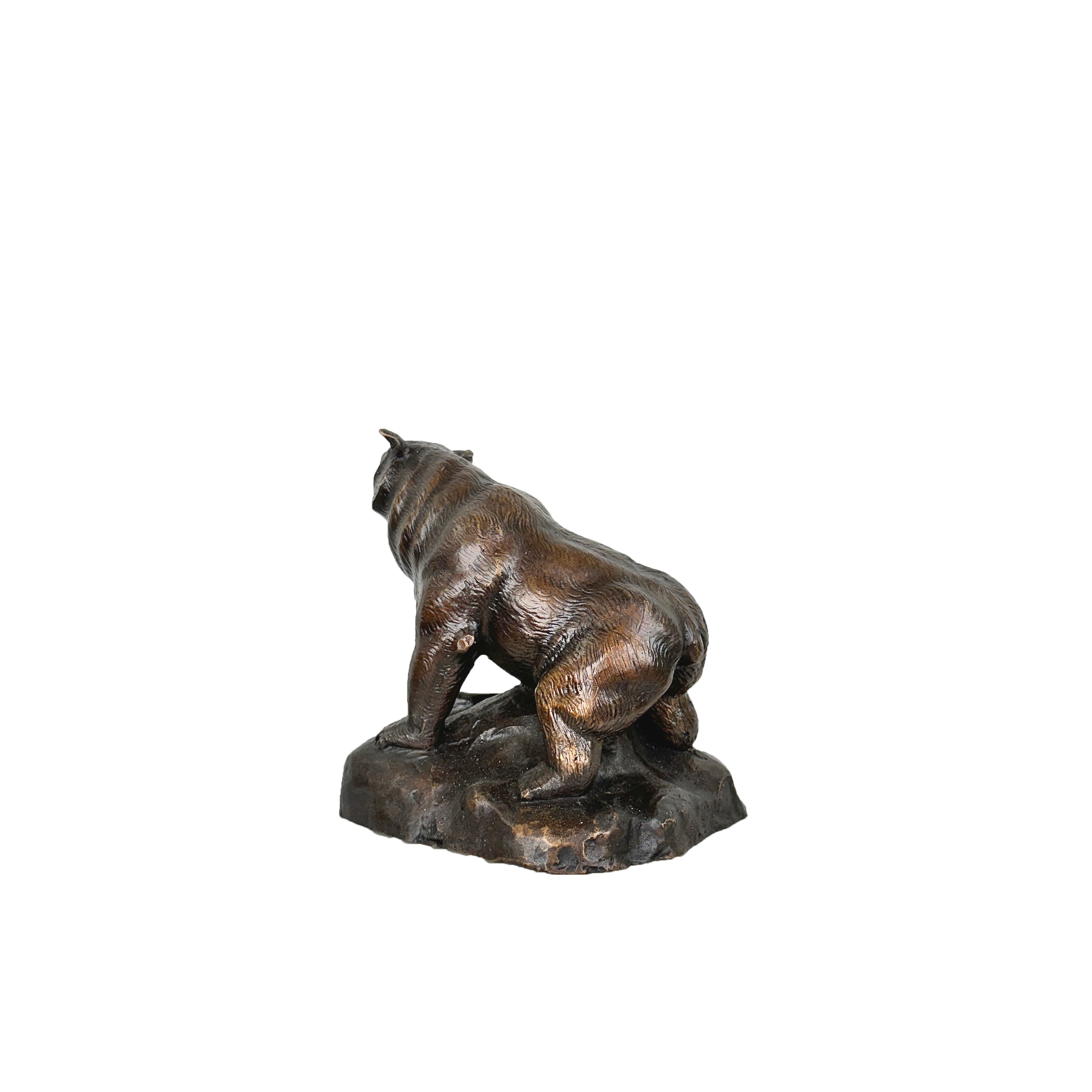 Bear on Rock Bronze Statue