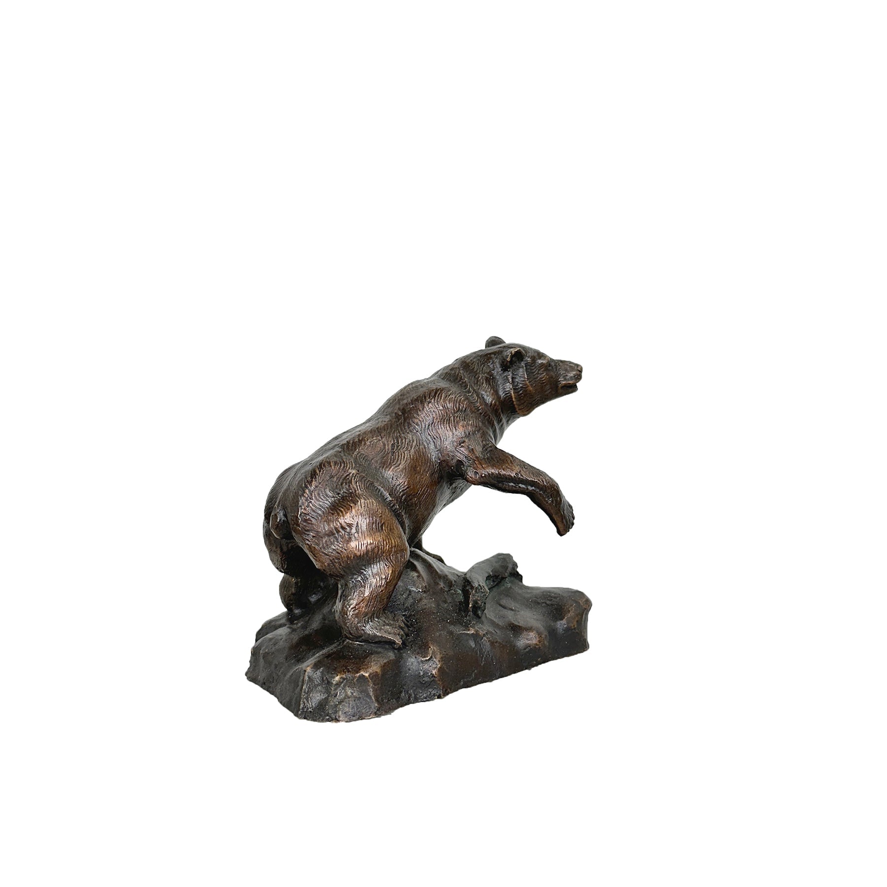 Bear on Rock Bronze Statue