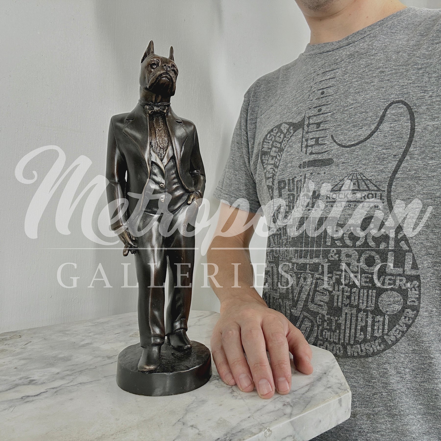 Standing Gentleman Boxer Bronze Statue