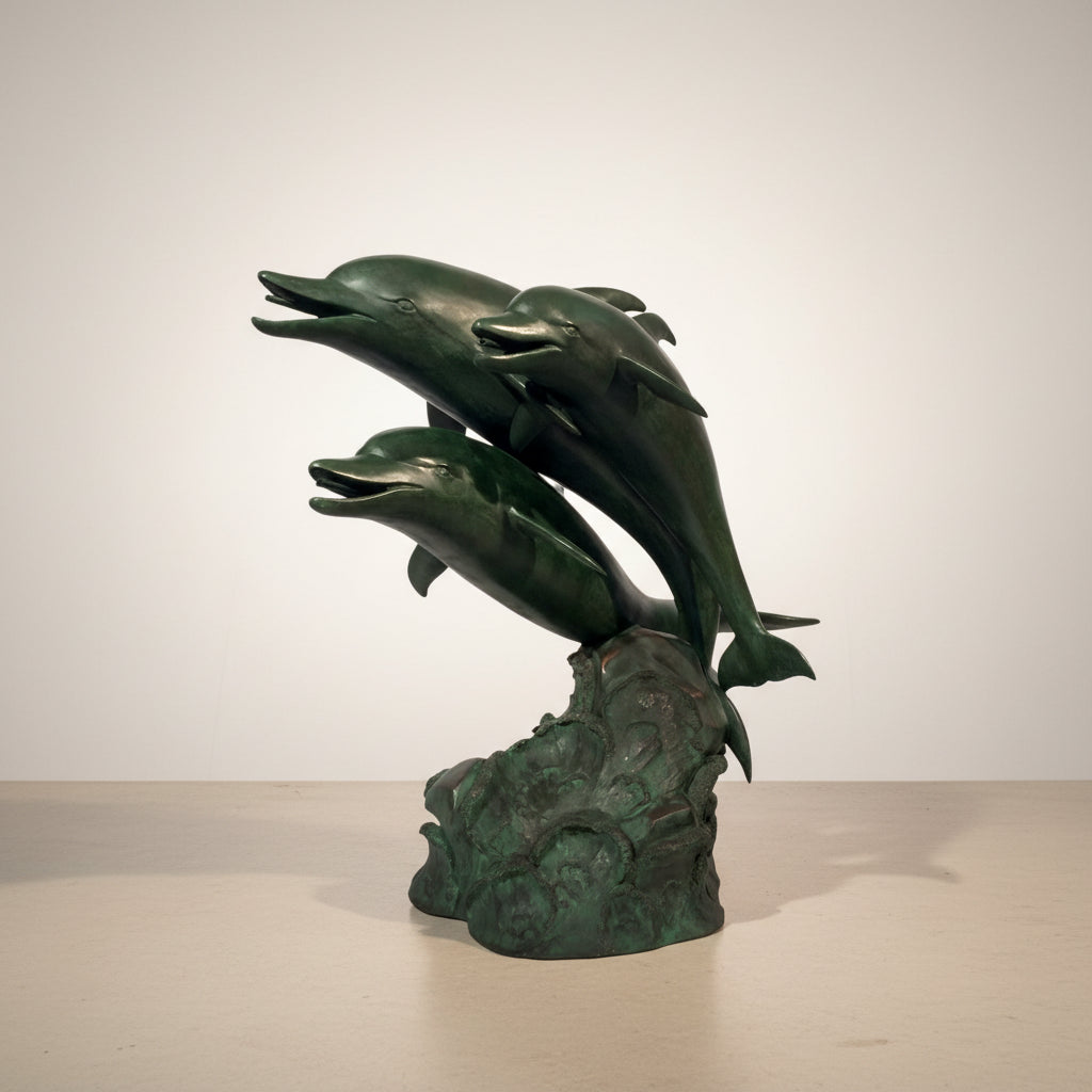 Three Dolphins Fountain Bronze Statue