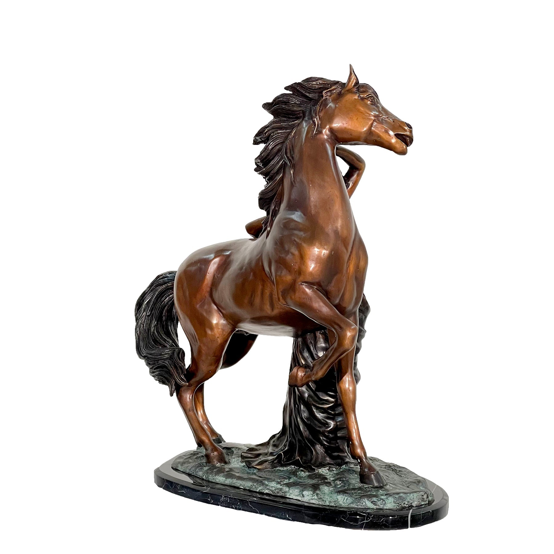 Reminiscent Lady with Horse Table-top Bronze Statue