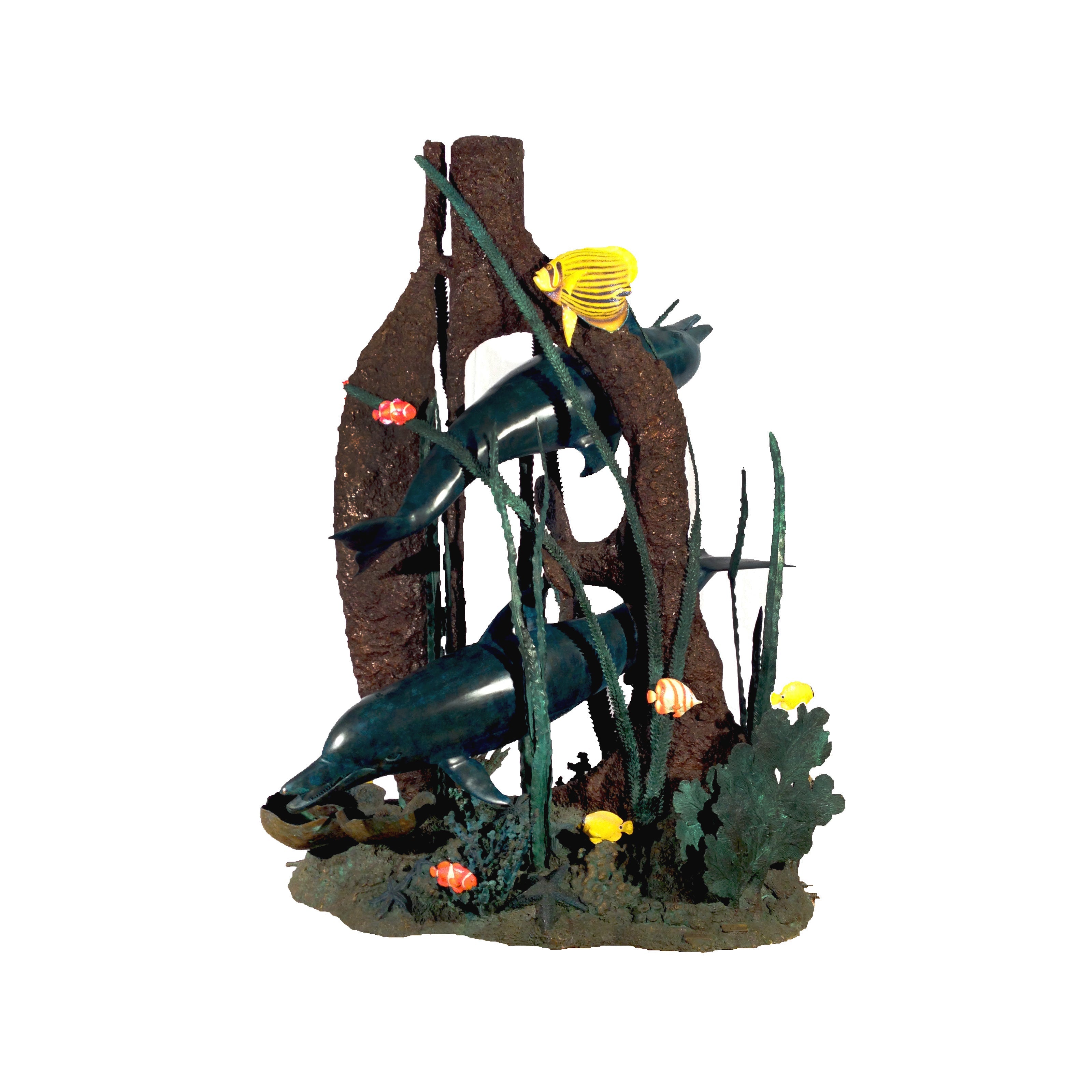 Dolphins Under the Sea Bronze Fountain Statue