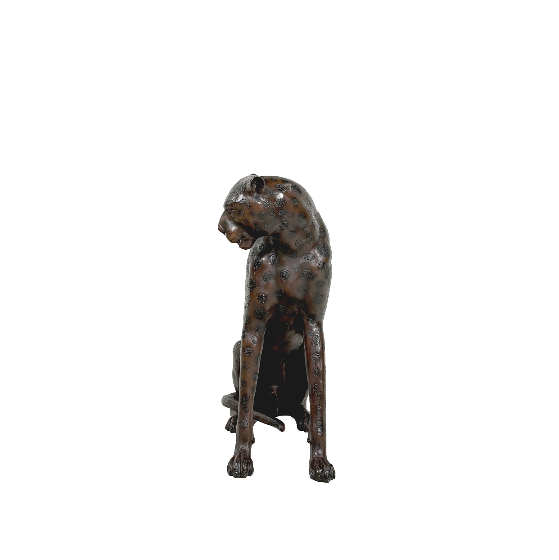 Sitting Leopard Bronze Statue