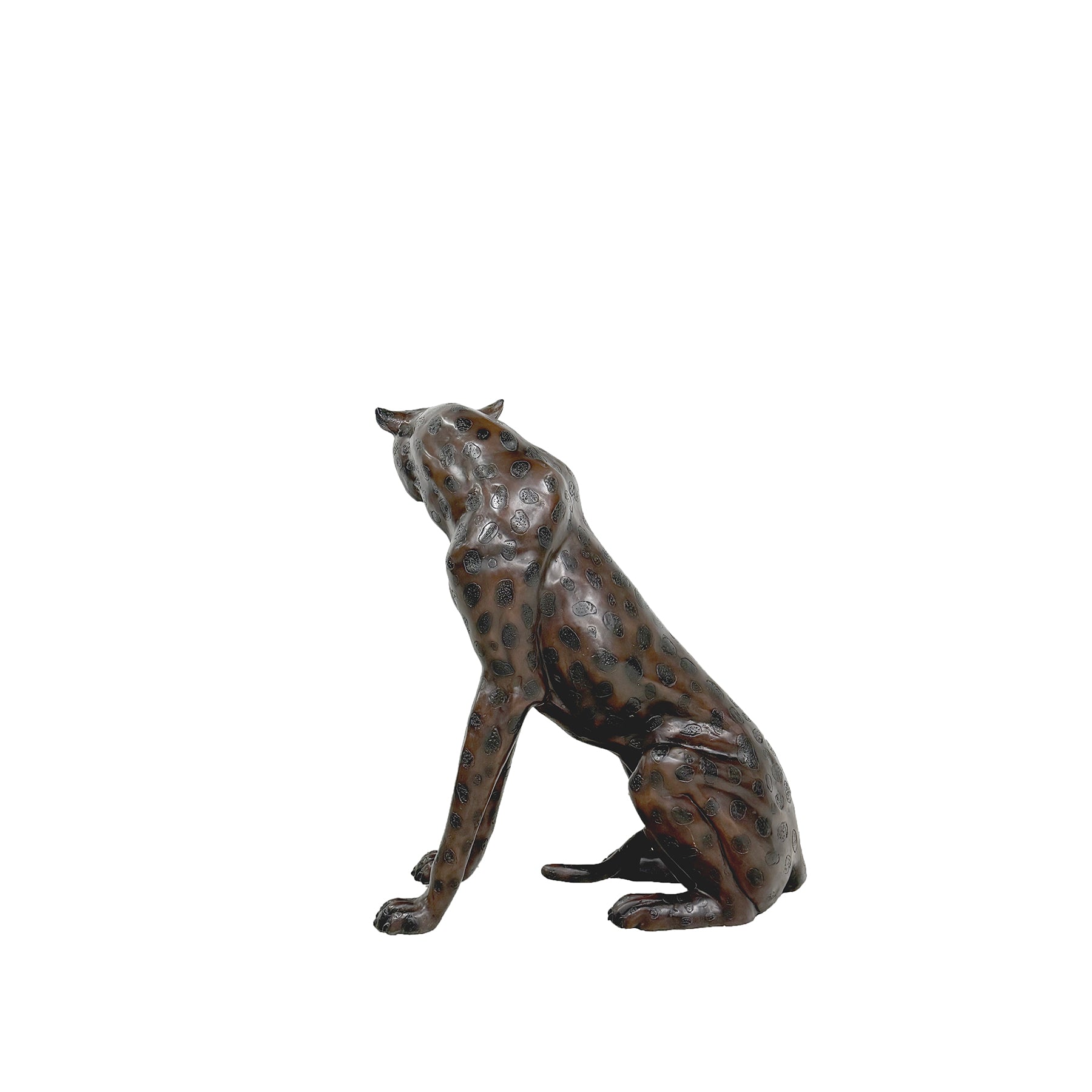 Sitting Leopard Bronze Statue