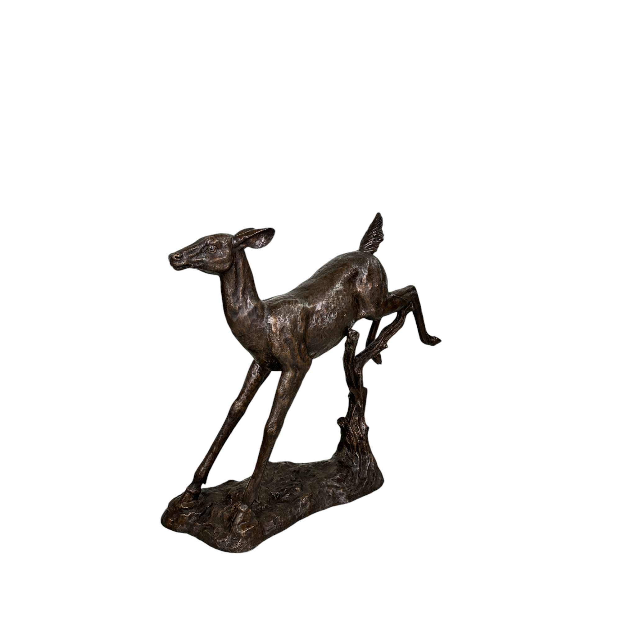 Jumping Fawn Bronze Statue