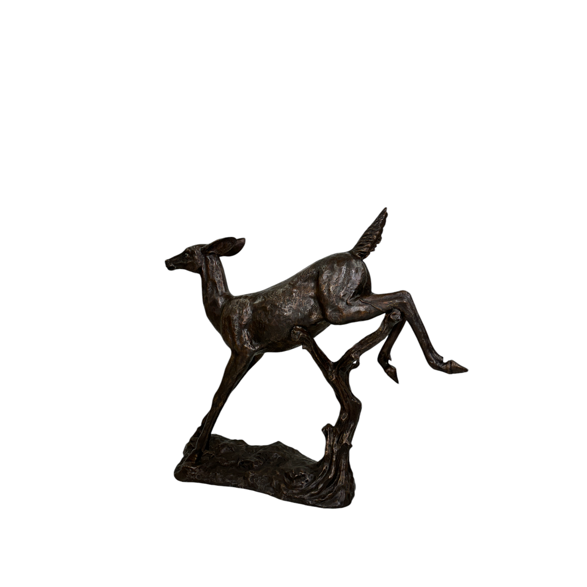 Jumping Fawn Bronze Statue