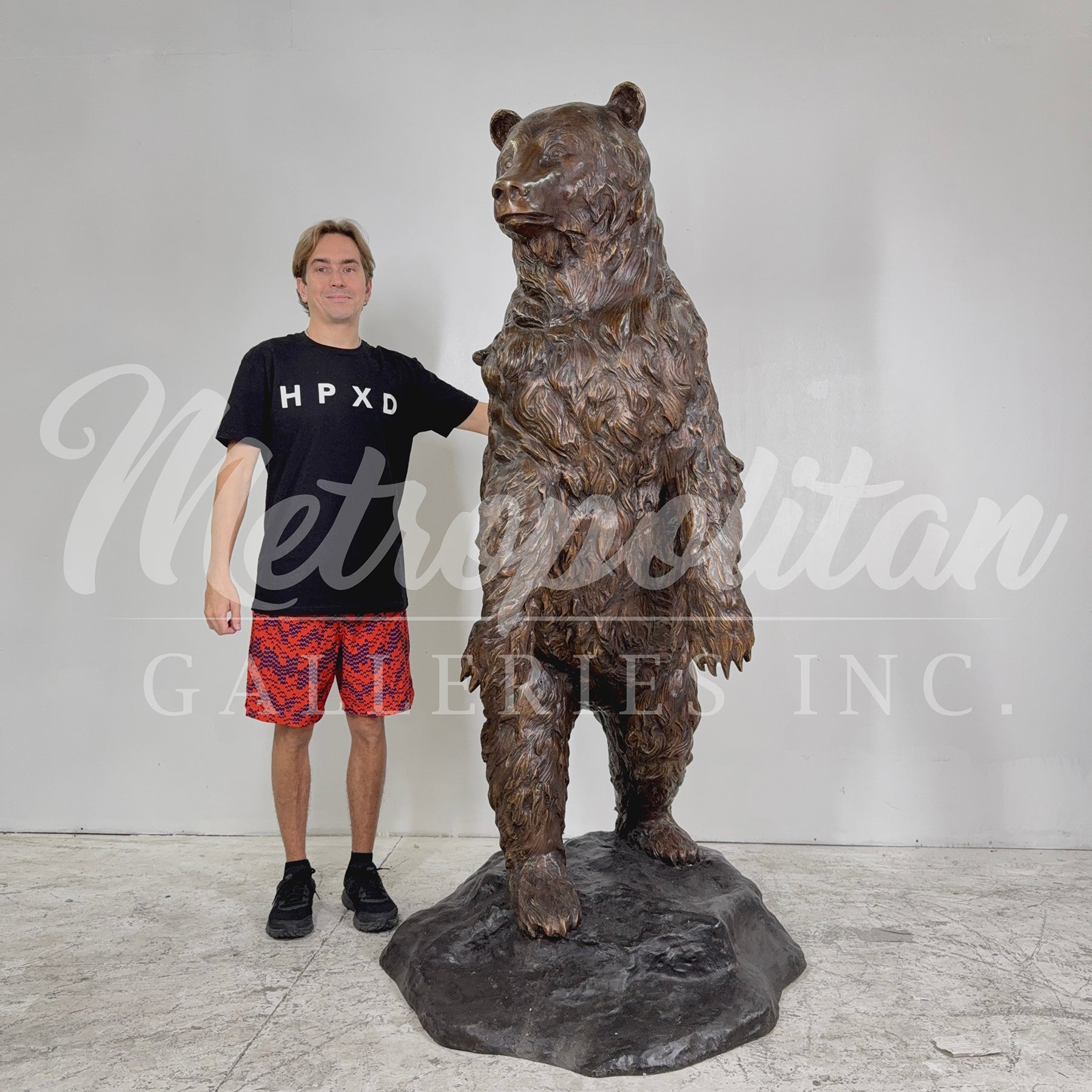 Standing Mama Puff Bear Bronze Statue