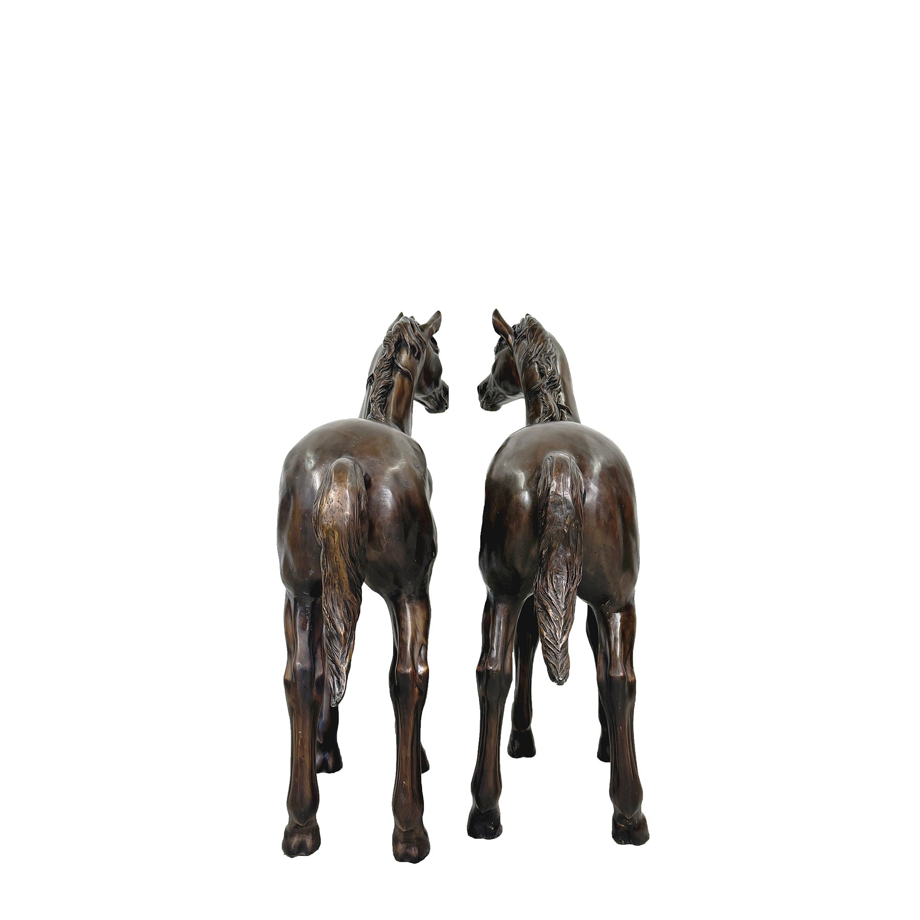 Medium Standing Horse Bronze Statue Pair