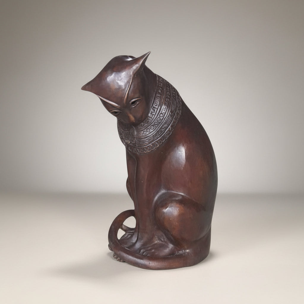 Egyptian Cat Bronze Statue Table-Top Sculpture