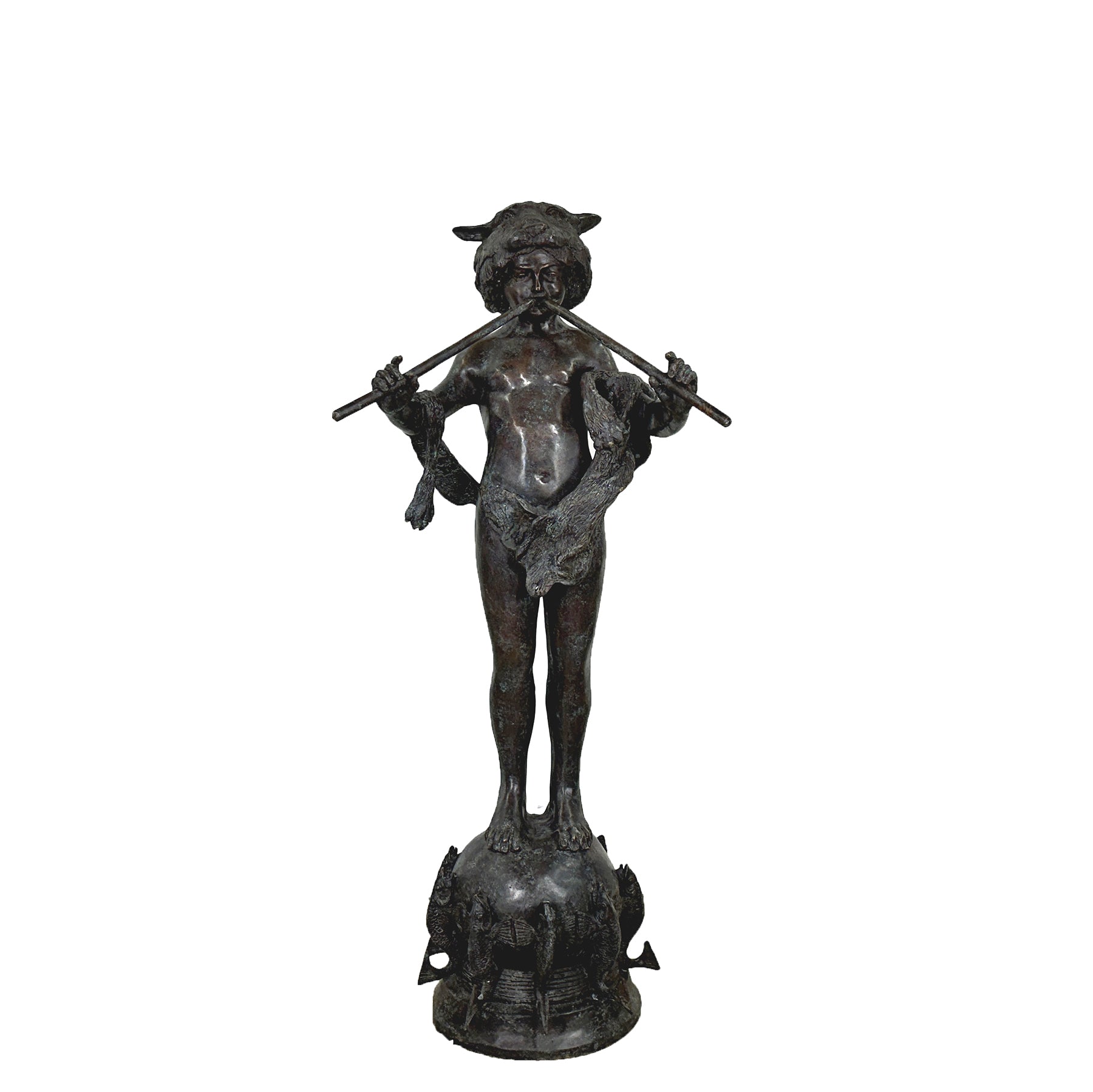 Boy with Panpipes on Fish Base Bronze Fountain
