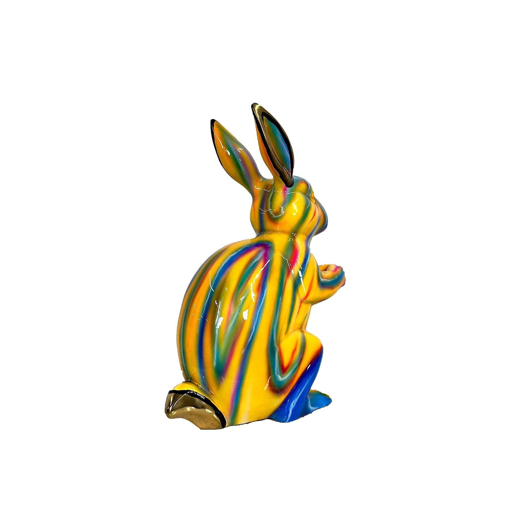 ColorSplash Tie-dye Standing Bunny Bronze Sculpture