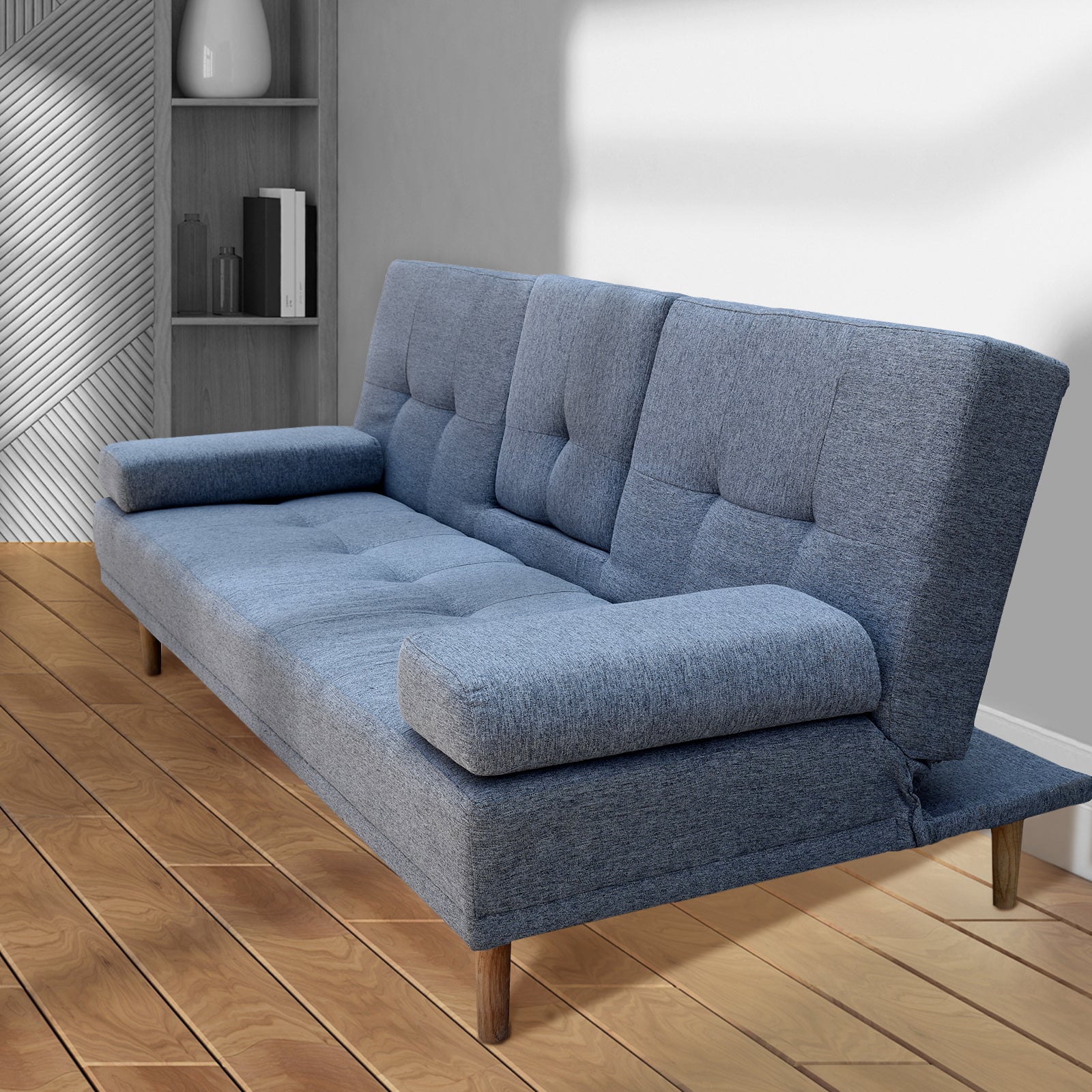 Casa Decor Mendoza 2 in 1 Sofa Bed Couch Grey Pull Down Cupholder 3